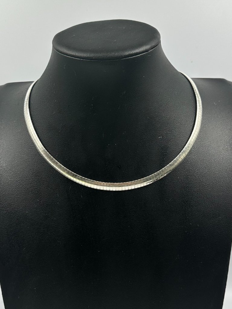 Sterling Silver Omega Chain Necklace 5mm 925 Italy Collar Choker Sleek 24 Grams